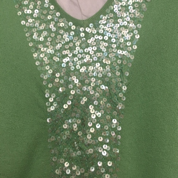 bebe XS Green Sequined Sleeveless Sweater - Soft & Comfy - Picture 4 of 6